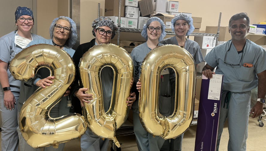 Team posing for 200th VTE procedure